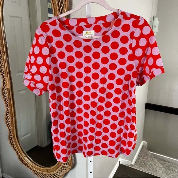Polka Dot Orange Women's Top - Picture 4 of 6